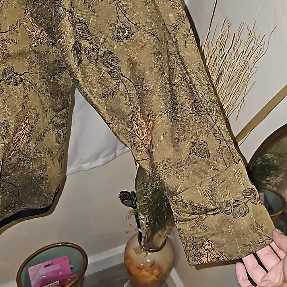 So Aida! Bird print jacket open front vintage m/l friends phoebe ✨️i0